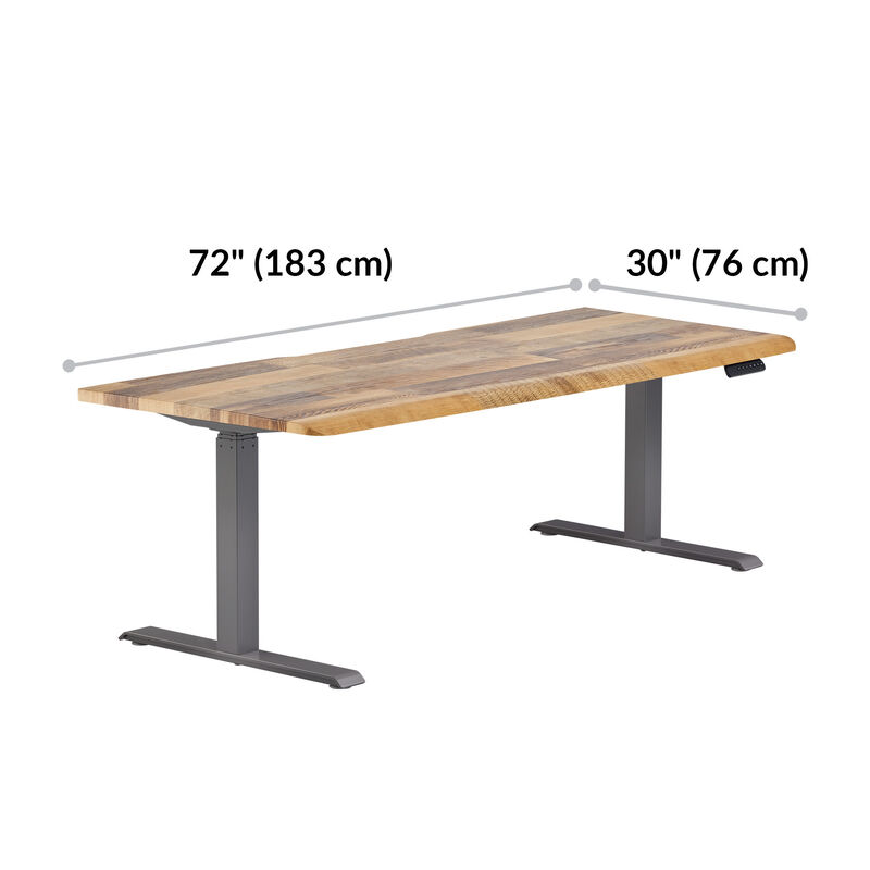 Electric Standing Desk with ComfortEdge in 72x30 Reclaimed Wood is 30 inches deep and 72 inches wide image number null